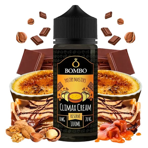 E-liquide Bombo Pastry Masters - Climax Cream Reserve 100ml (Crème brulée, Chocolat, Caramel, Noix)