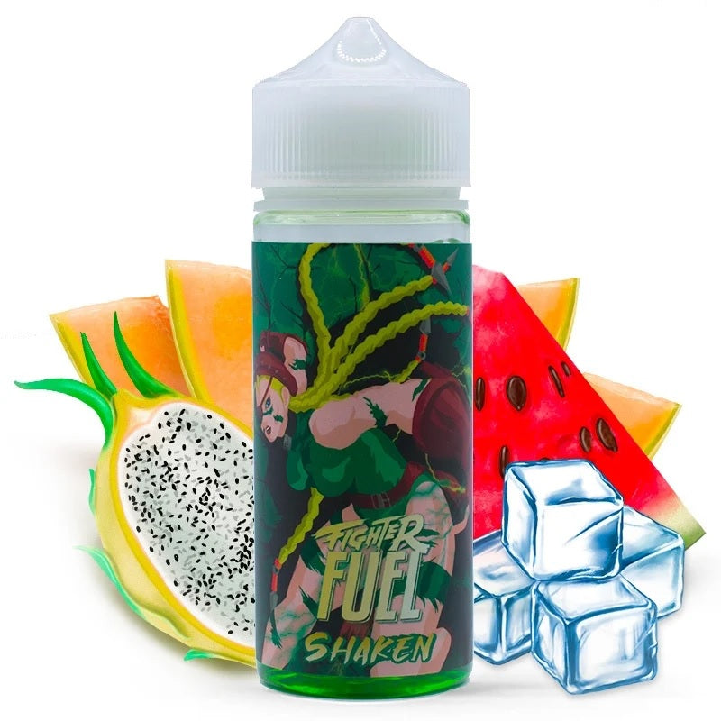 E-liquide Fighter Fuel by Maison Fuel - Shaken 100ml (Fruit du dragon jaune, Melon, Pastèque, Frais, Ice)