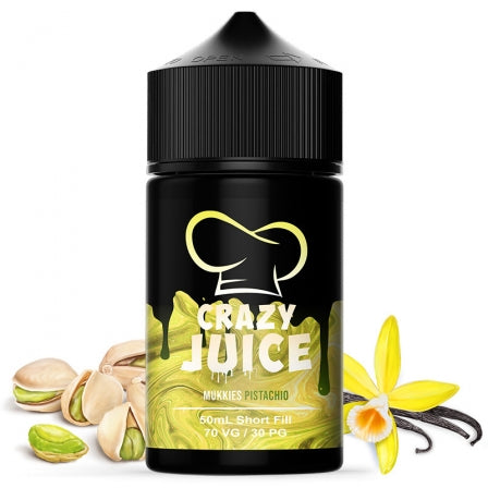 Crazy Juice vous propose ses fabuleux Mukkies, crémeux, doucereux et gourmand à souhait dont voici l'une des têtes d'affiche ! De la pistache vanillée... un duo tout en harmonie.