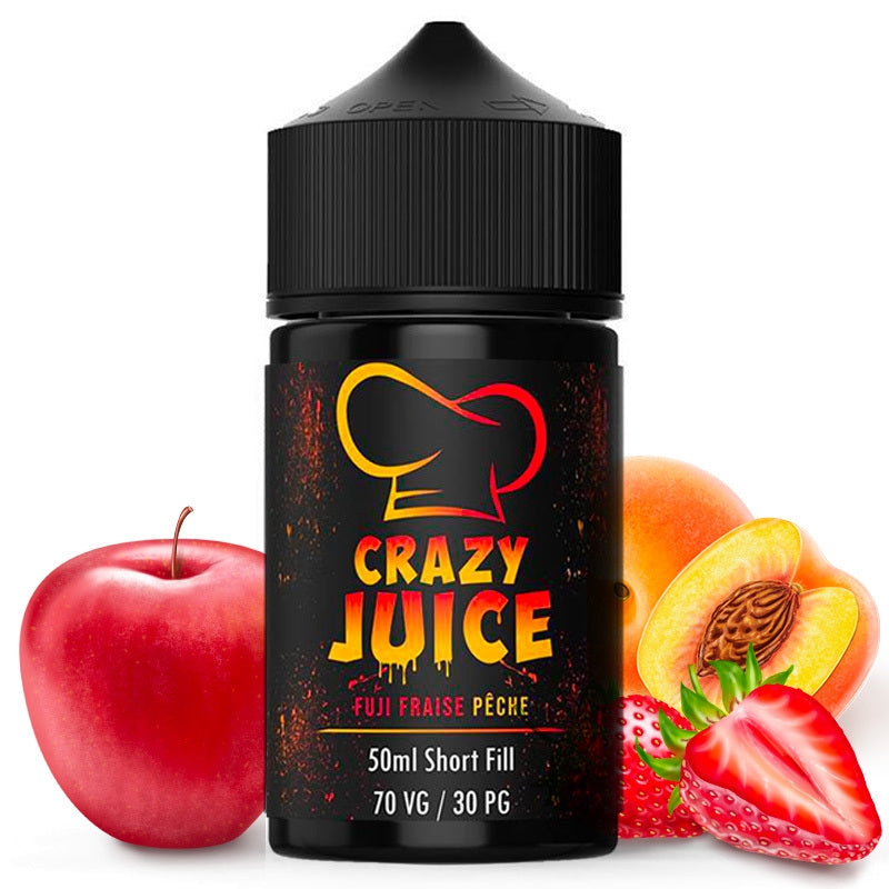 E-liquide Mukk Mukk - Crazy juice 50ml (Pomme Fuji, Fraise, Pêche)