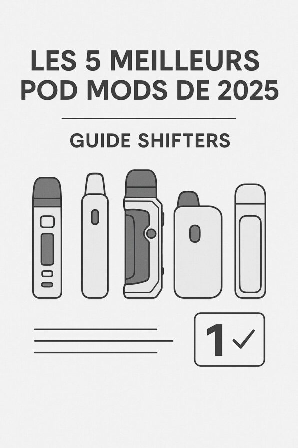 Comparatif professionnel des meilleurs pod mods 2025 en Suisse – Geekvape, Voopoo, Uwell, Vaporesso – Guide Shifters en noir et blanc minimaliste